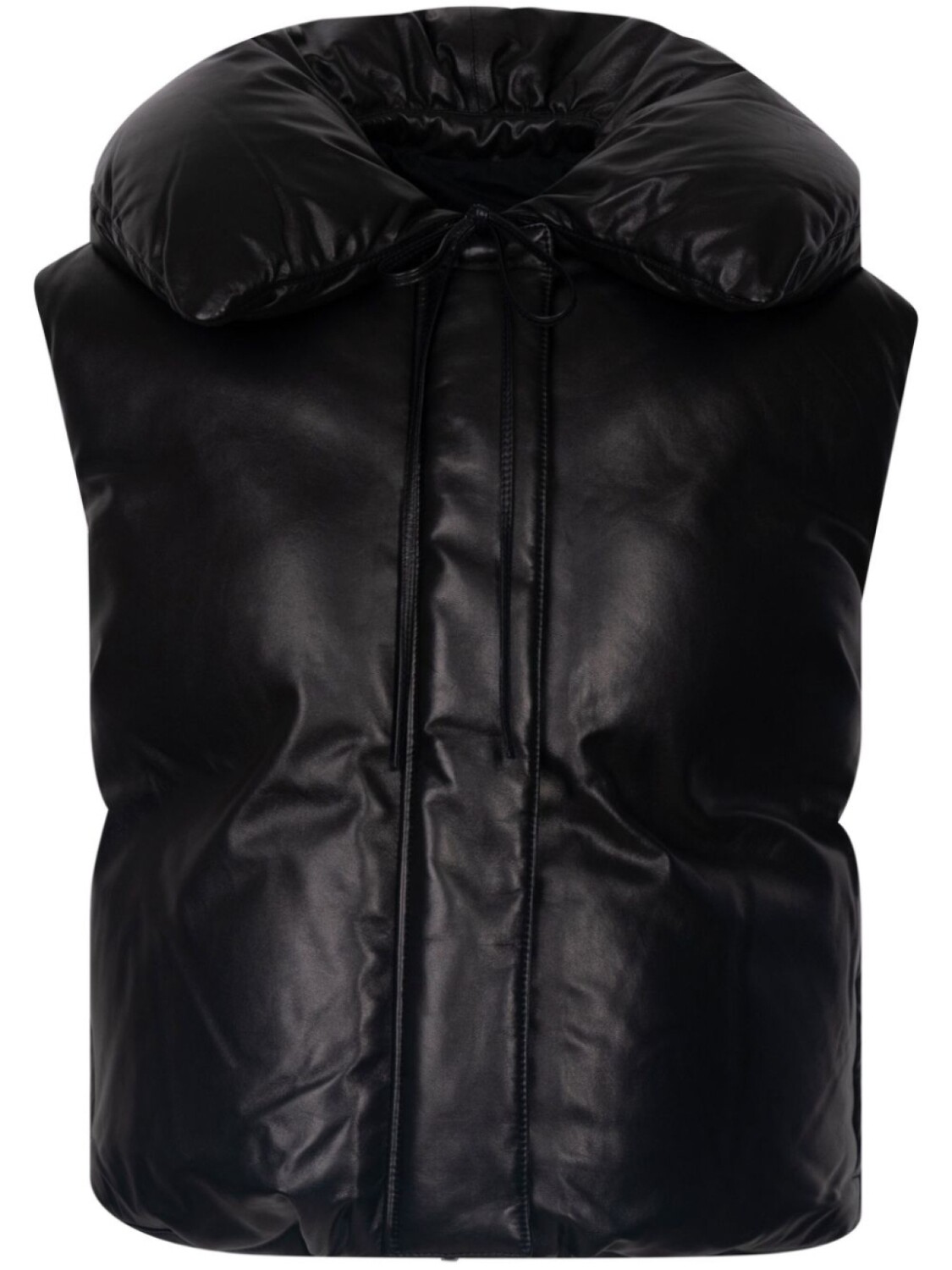 

Кожаный утепленный жилет Jil Sander, черный