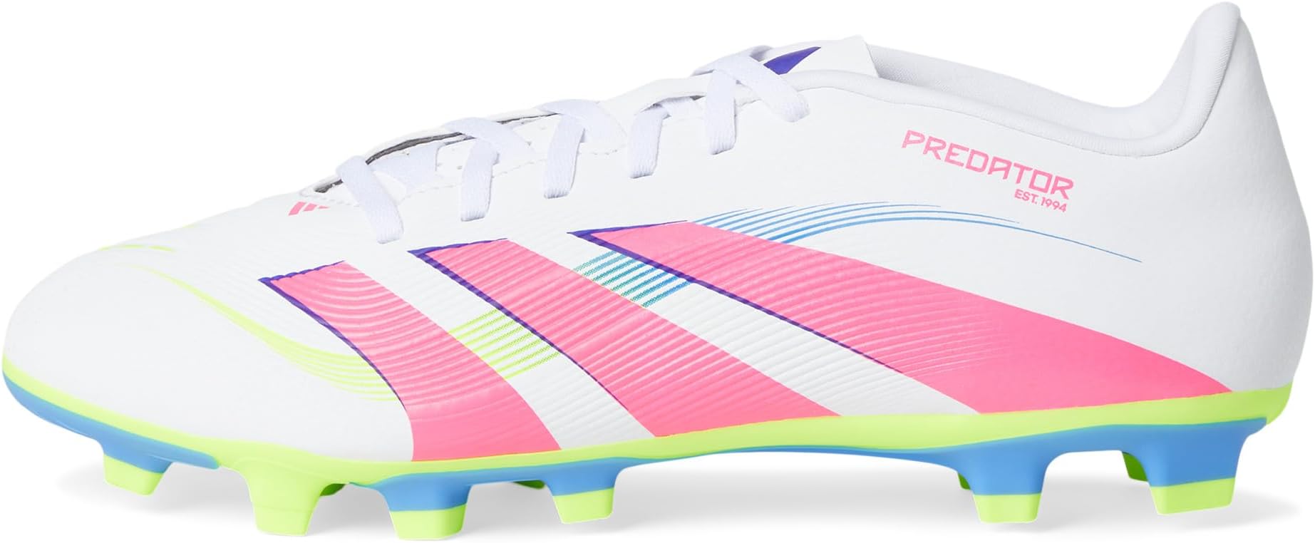 Кроссовки adidas Unisex Predator Club Firm Ground/Multi Ground Soccer Cleats, White/Lucid Pink/Lucid Lemon — фото 4