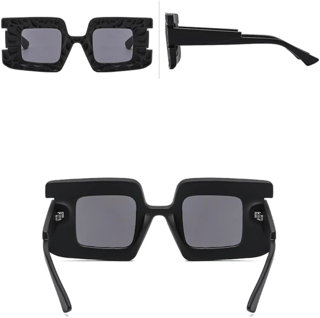 

Женские уникальные квадратные солнцезащитные очки, мужские панк-очки для путешествий, ретро-очки класса люкс с защитой от УФ-излучения UV400 UATXTAU, Blue