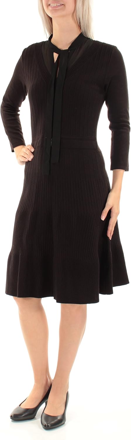 

Женское платье-свитер Tommy Hilfiger с многослойным ребристым узором, Black