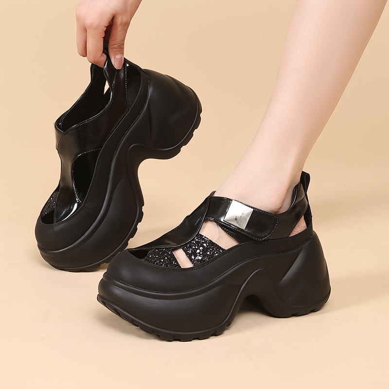 QITUMAUL Римские сандалии женские серебристые, цвет Silver[Platform Height: 9cm] — фото 4