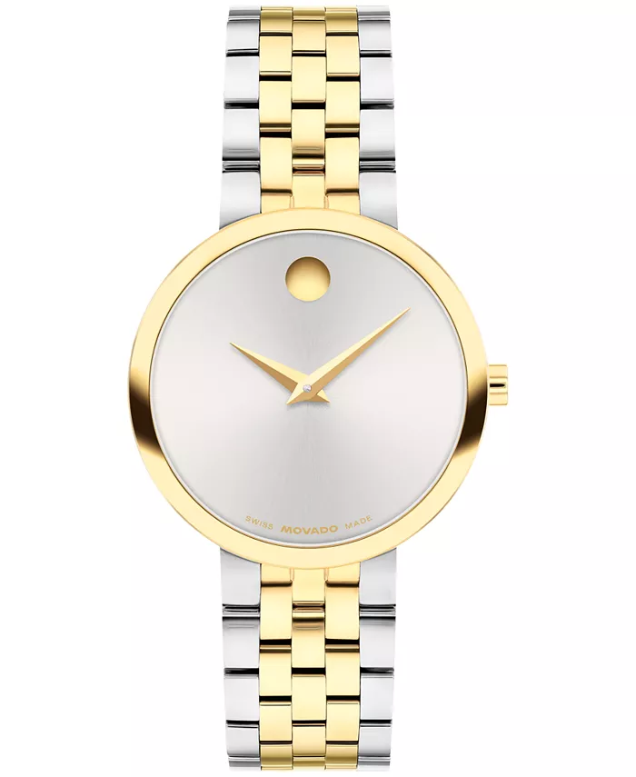 

Женские часы Museum Classic Swiss Quartz из нержавеющей стали с покрытием PVD светло-желтого цвета, 29.5 мм Movado