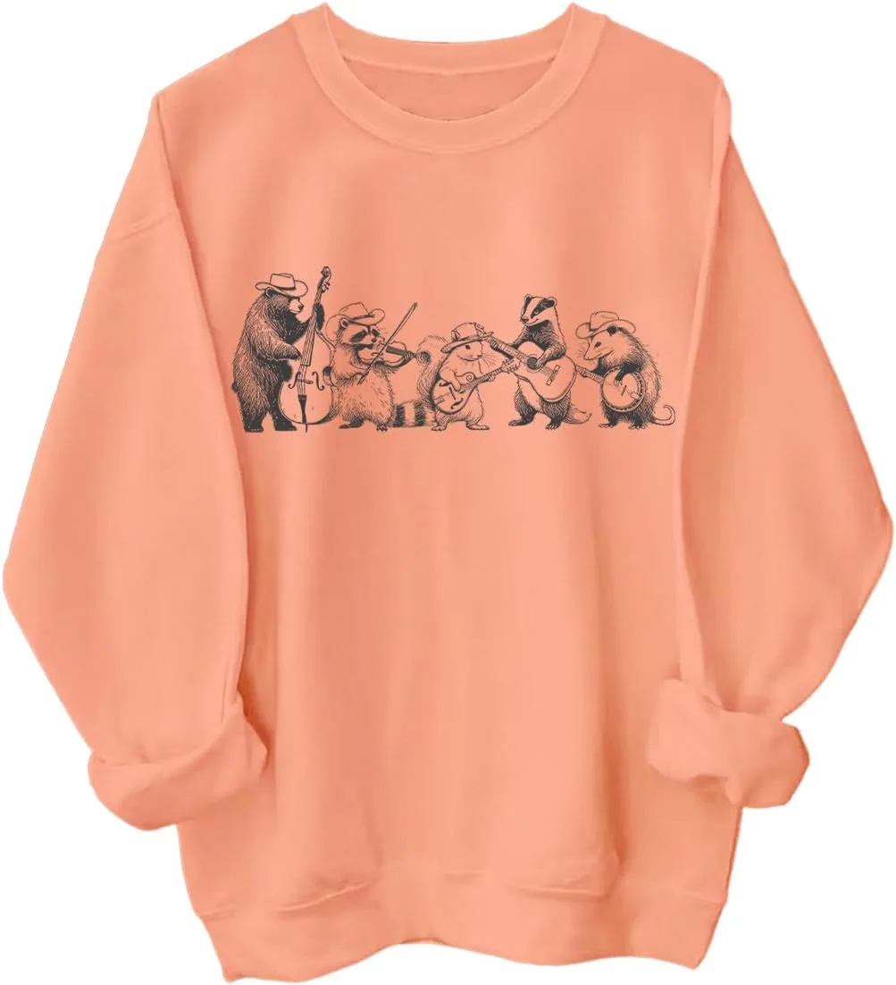 

Толстовка с принтом "Лесные животные играют на инструментах"