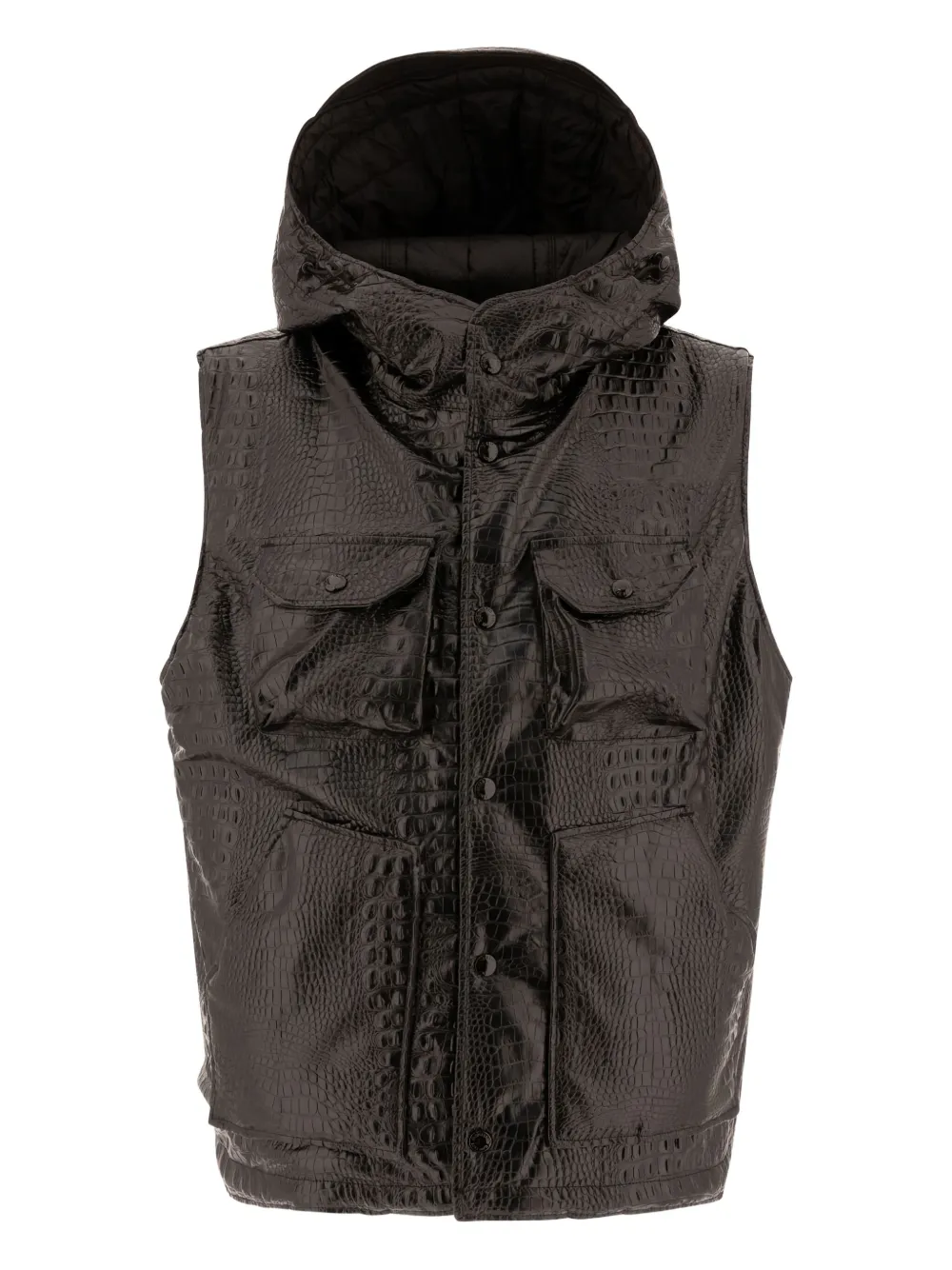 

Жилет с капюшоном и эффектом крокодила Engineered Garments, черный