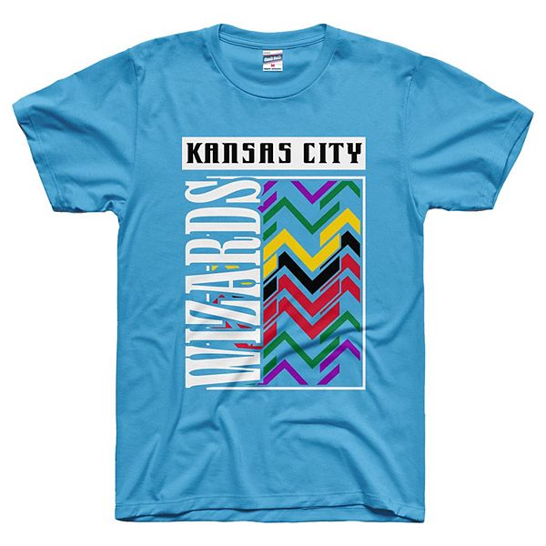 

Мужская футболка charlie hustle sky blue sporting kansas city retro stacked tri-blend Unbranded