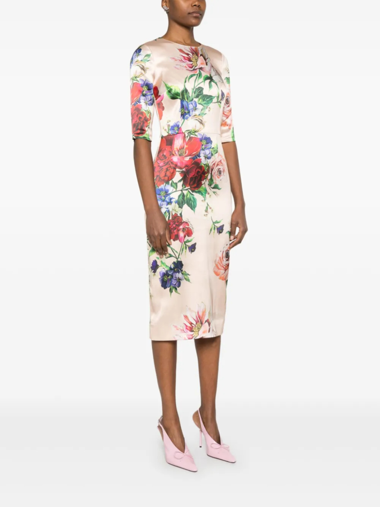 Платье Dolce & Gabbana с цветочным принтом, розовый — фото 3