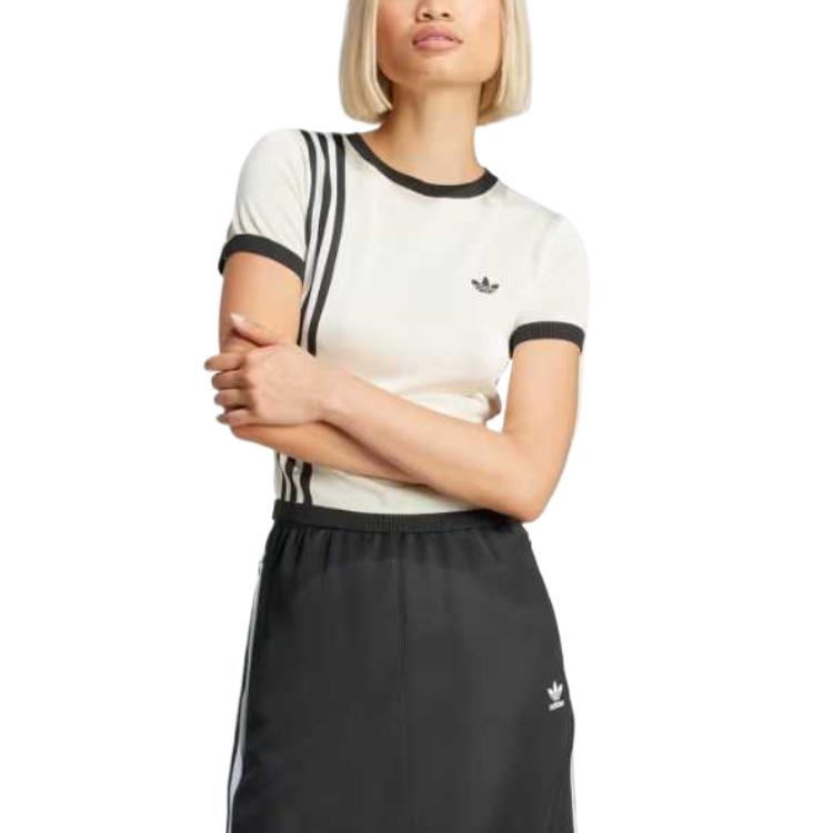Футболка Adidas Knitted 3 stripes Adidas Originals, слоновая кость — фото 3
