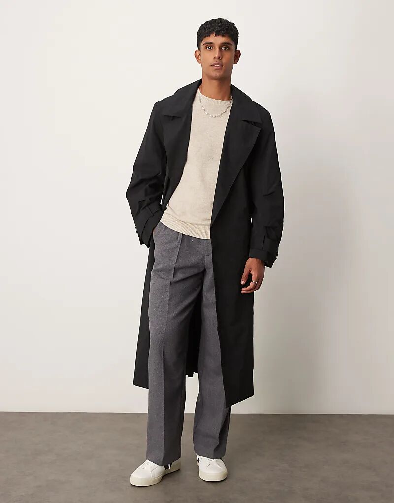 

Тренчкот с поясом черного цвета ASOS DESIGN