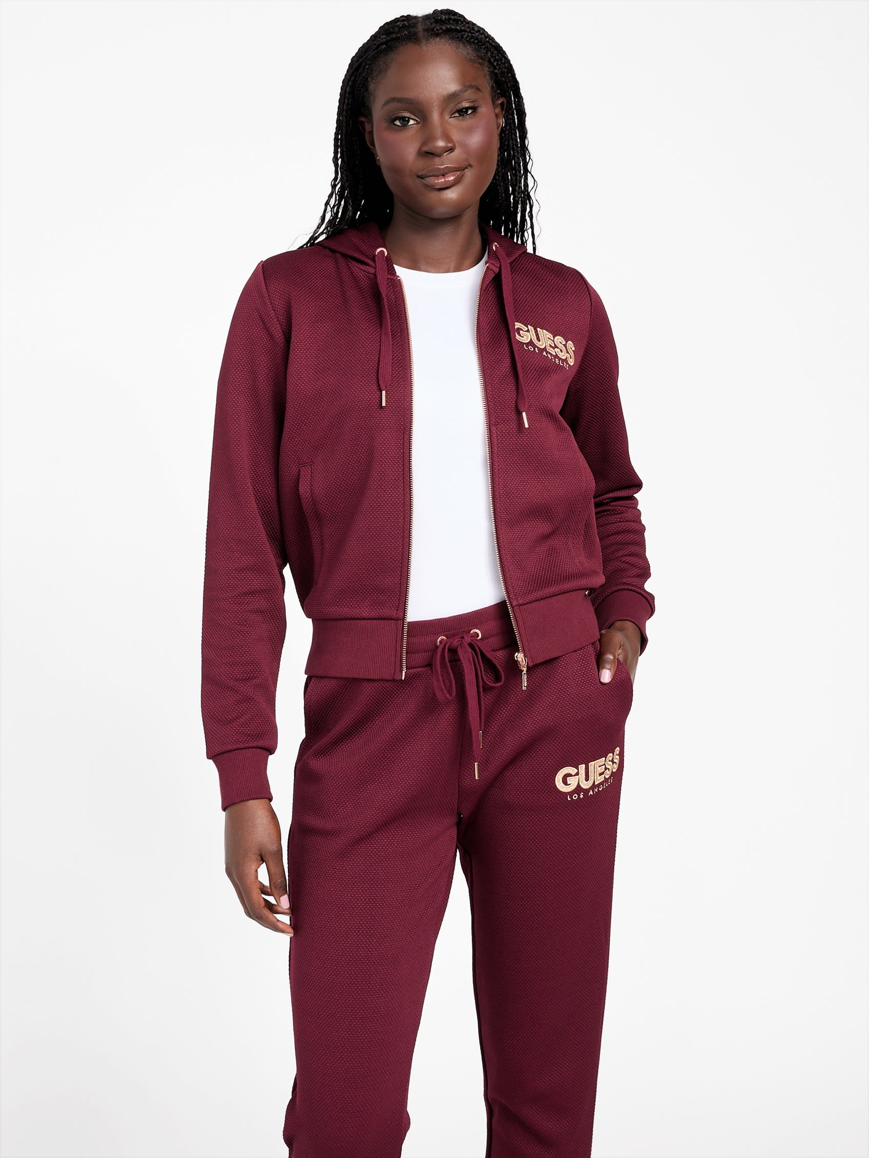 

Толстовка с капюшоном Casandra Jacquard на молнии Guess Factory, цвет mystic wine