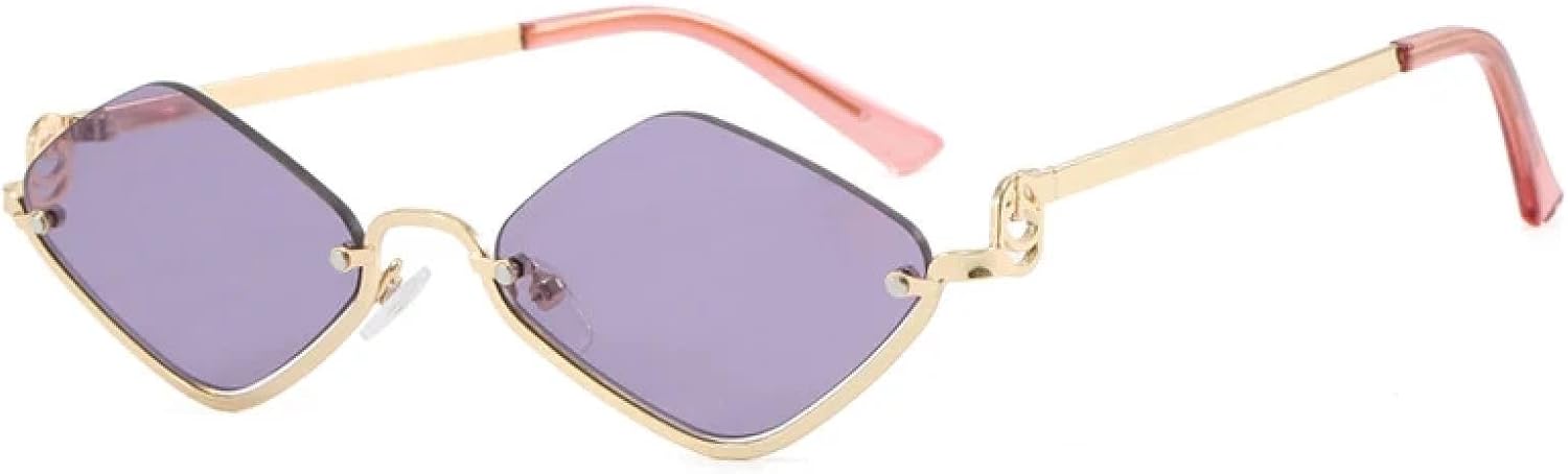 

Роскошные солнцезащитные очки для женщин и мужчин, маленькие, в многоугольной металлической оправе, для вождения и путешествий, очки с защитой от УФ-излучения UV400 TKKTLLT, Gold Purple