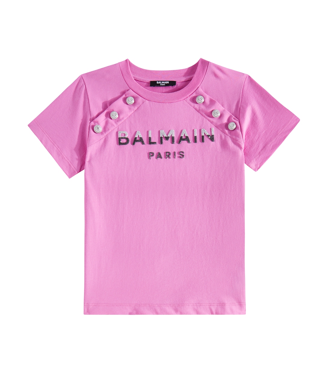 

Футболка из хлопкового джерси с логотипом Balmain Kids, фуксия