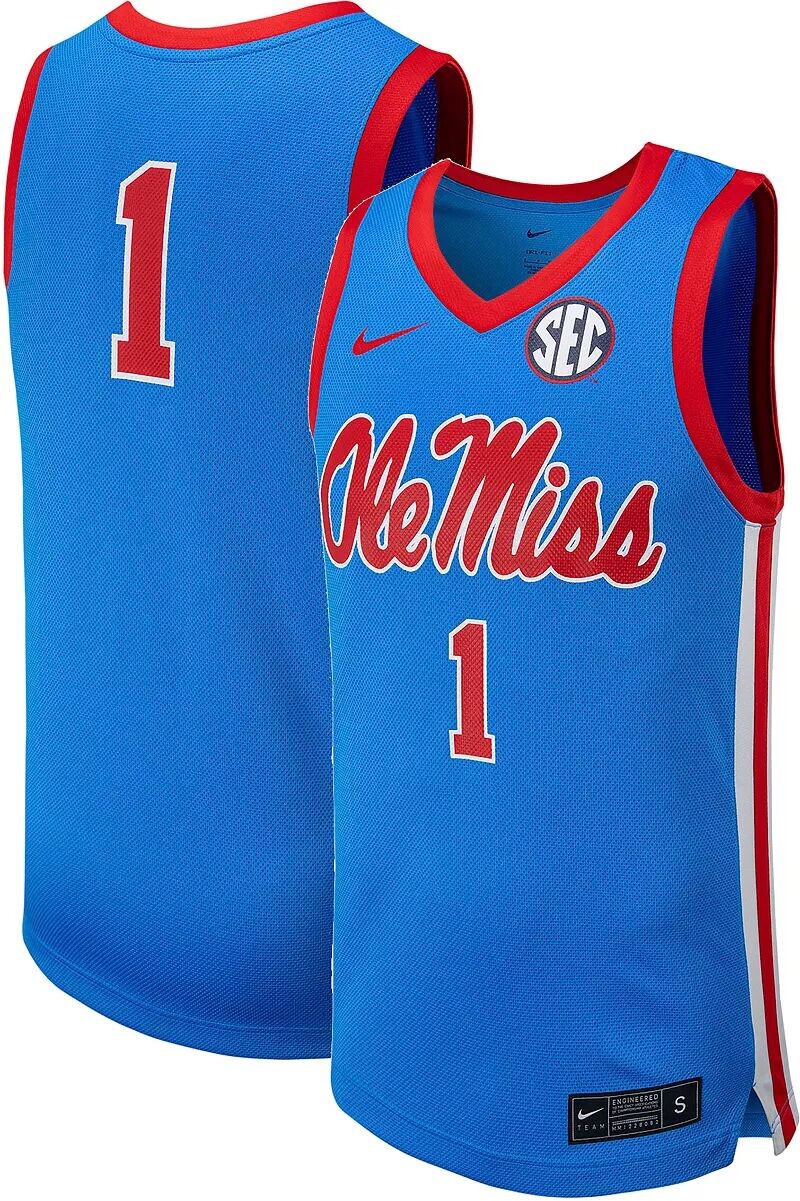 

Мужская синяя баскетбольная майка Nike Ole Miss Rebels #1 Replica