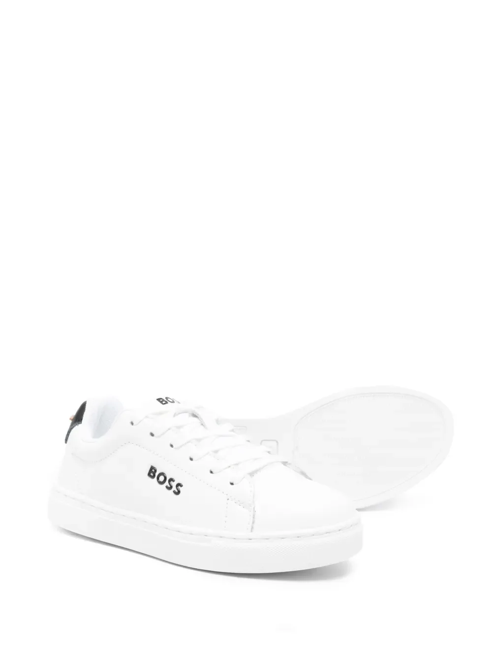 Кожаные кроссовки на шнуровке BOSS Kidswear, белый — фото 2