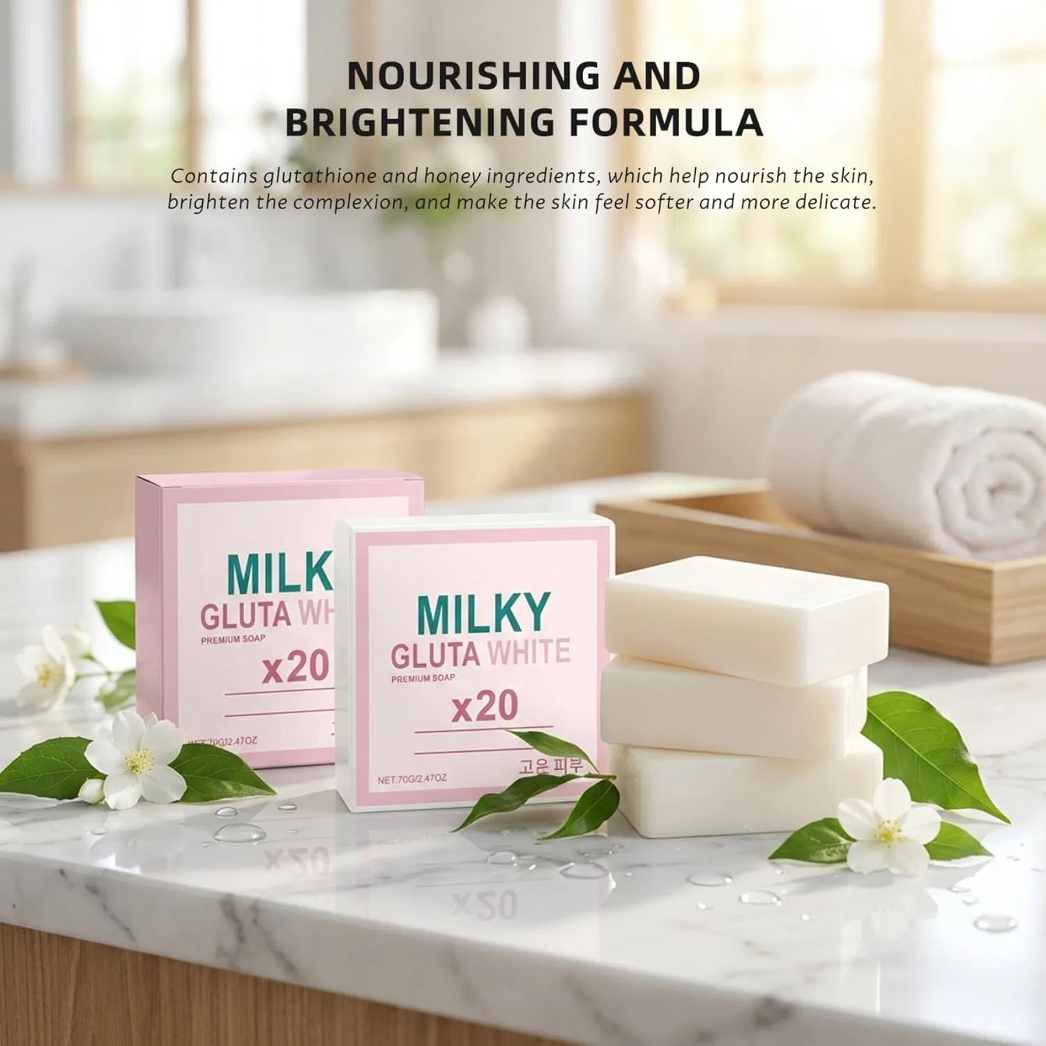 Отбеливающее мыло с глутатионом и медом Milky Gluta White Soap 20x, 3 шт. Otbushit, 3 Items — фото 3