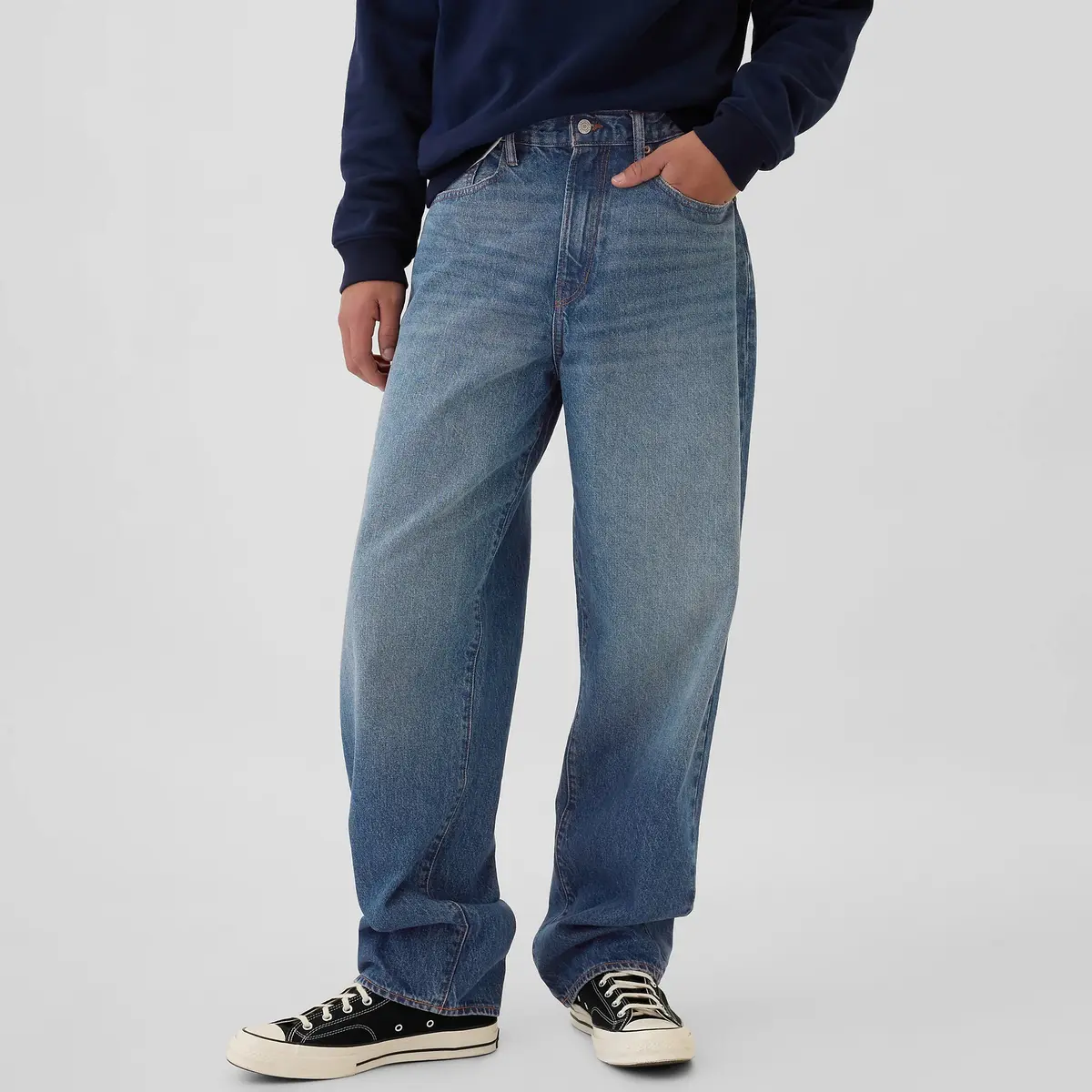 Американские винтажные потертые свободные стильные брюки US Version мужские GAP, Dark Color Washed — фото 3