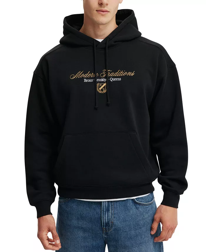 

Мужская худи свободного кроя с принтом Box Fit COTTON ON, черный