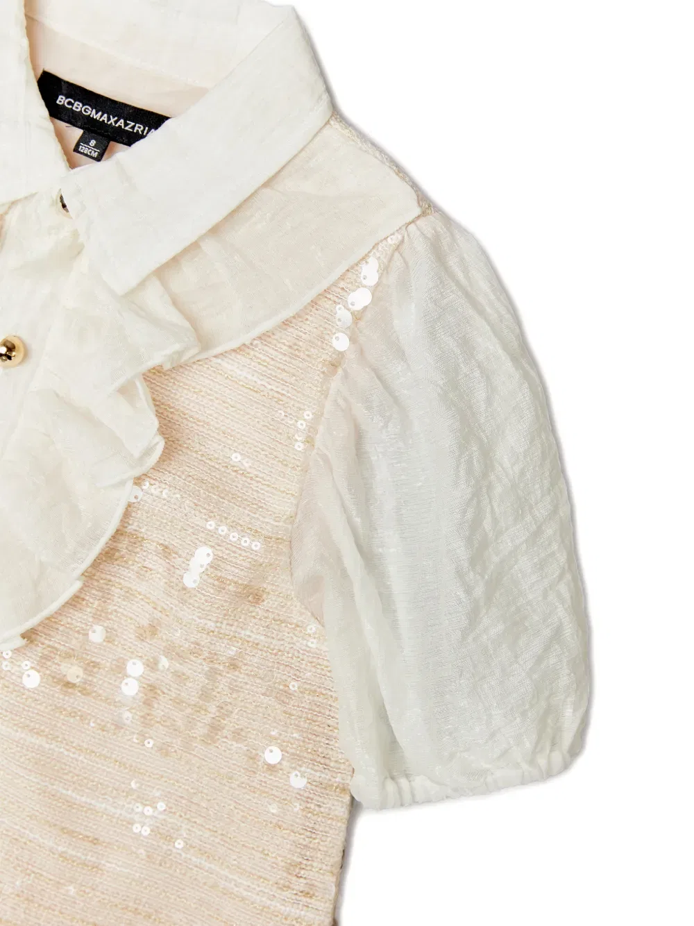 Платье с оборками и пайетками Bcbg Kids, нейтральный — фото 4