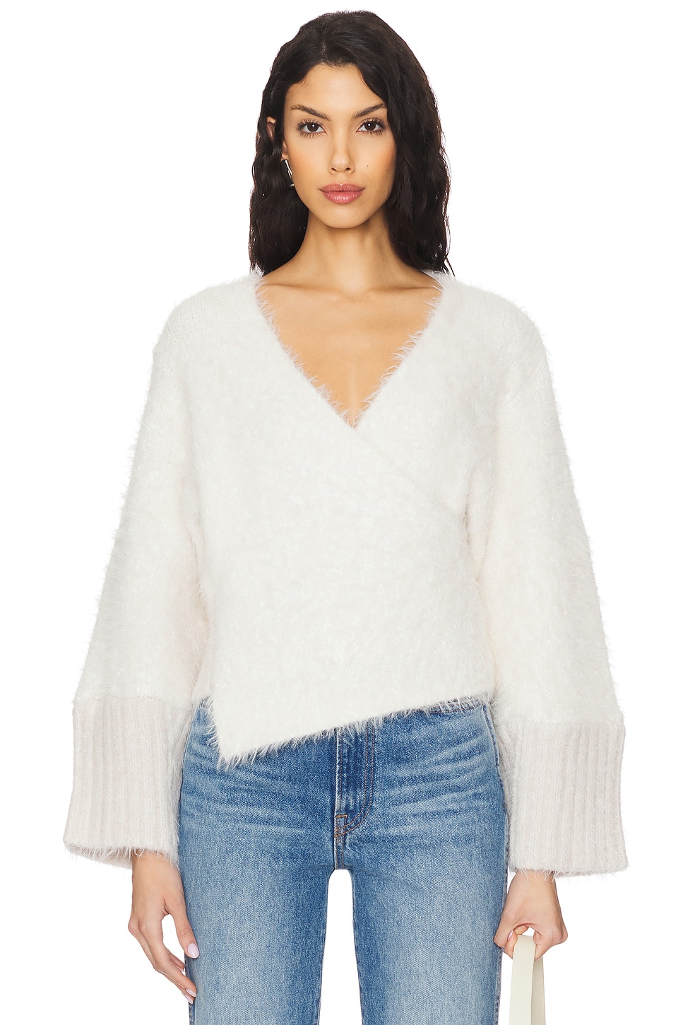 

X revolve уютный оберточный пуловер Free People, gardenia combo