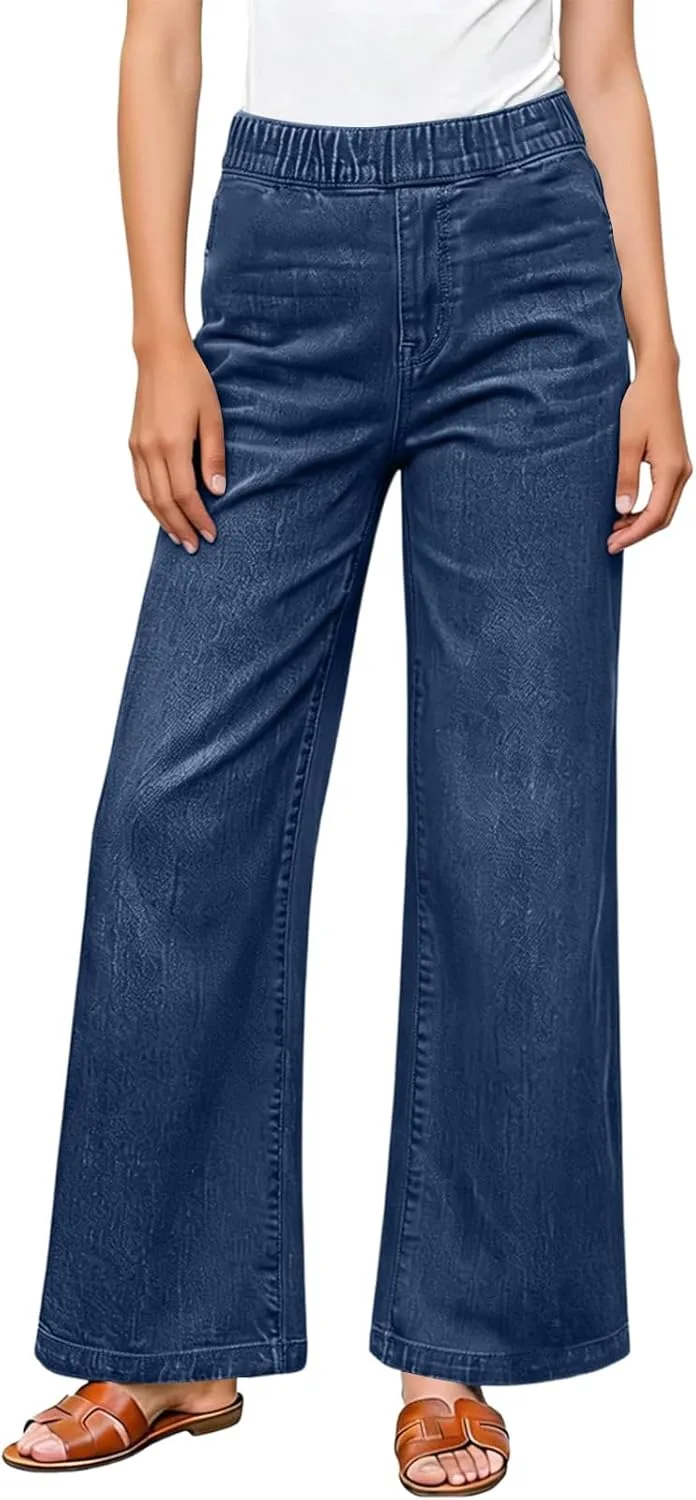 

Джинсы для женщин High Waisted Wide Leg с карманами и эластичным поясом