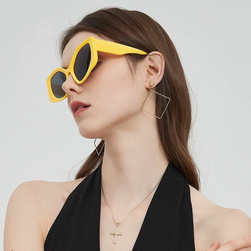 

Солнцезащитные очки в винтажной оправе «кошачий глаз» с крупной оправой для женщин и мужчин, ретро-очки с многоугольными линзами для мужчин и женщин MTZJH, 9