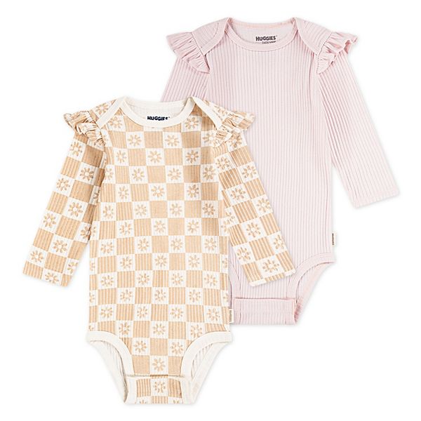 

Боди для новорожденных девочек с рюшами на рукавах, 100% органический хлопок, 2 шт Huggies Babywear