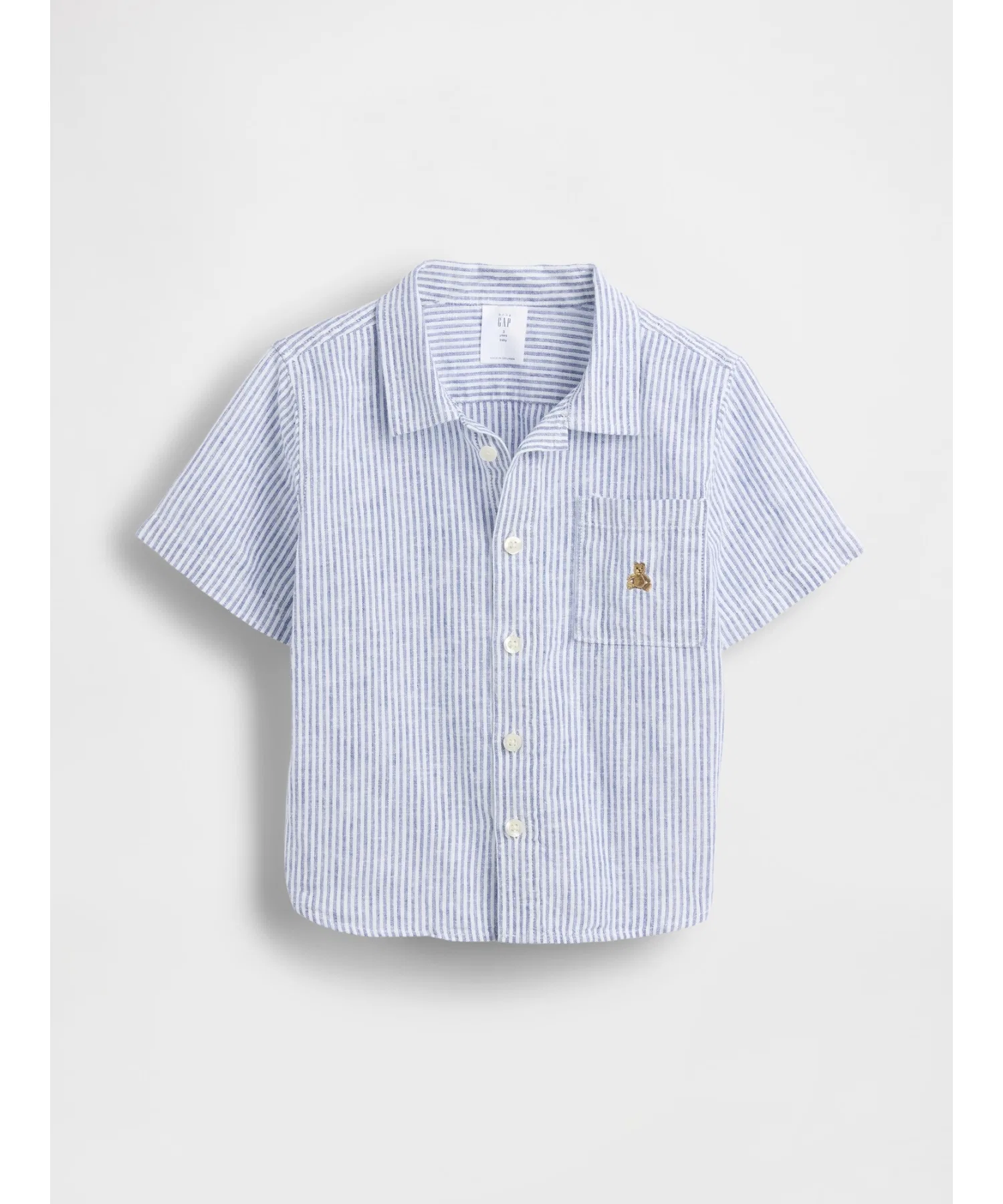 Детская рубашка GAP из хлопка и льна с коротким рукавом — фото 3