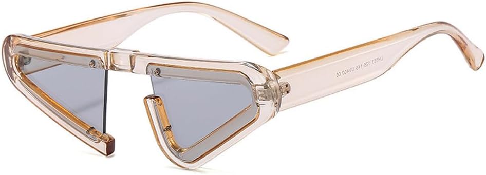 

Винтажные уникальные солнцезащитные очки «кошачий глаз» для женщин, модные полуободковые очки с градиентным переходом цвета, защита от УФ-излучения UV400, мужские треугольные солнцезащитные очки TKKTLLT, Champagne Light Grey