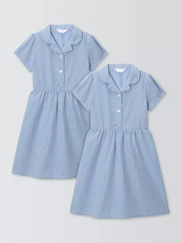 Летнее школьное платье в клетку для детей, комплект из 2 штук John Lewis, Blue