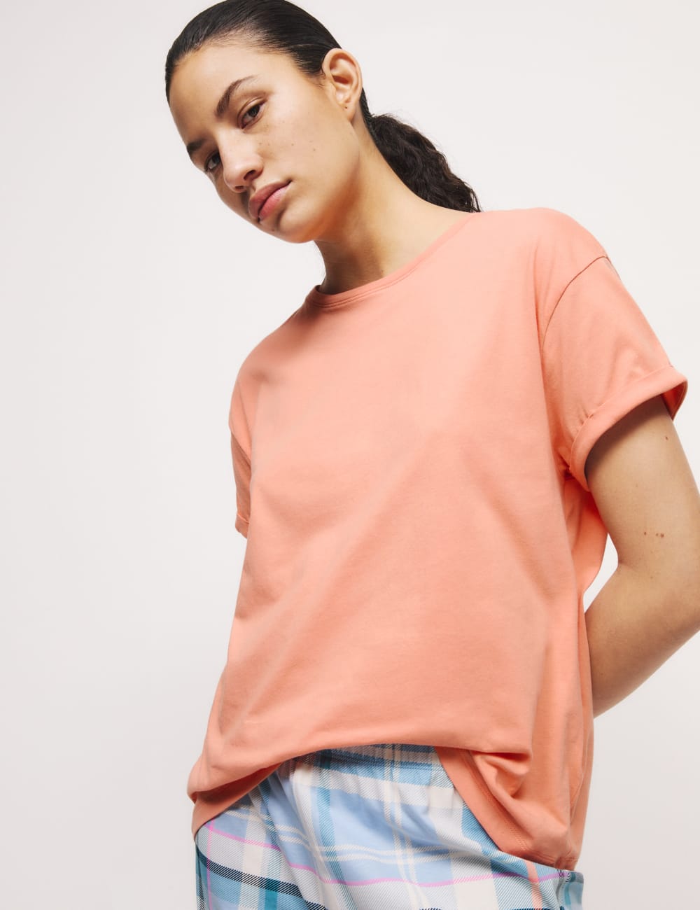 

Пижамный комплект из чистого хлопка с принтом Marks & Spencer, цвет Peach