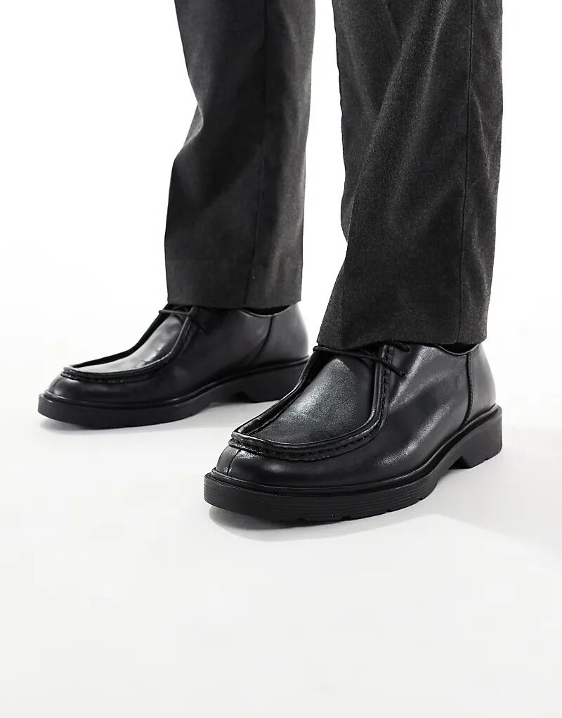 

Кожаные мокасины Jack & Jones со шнуровкой черного цвета