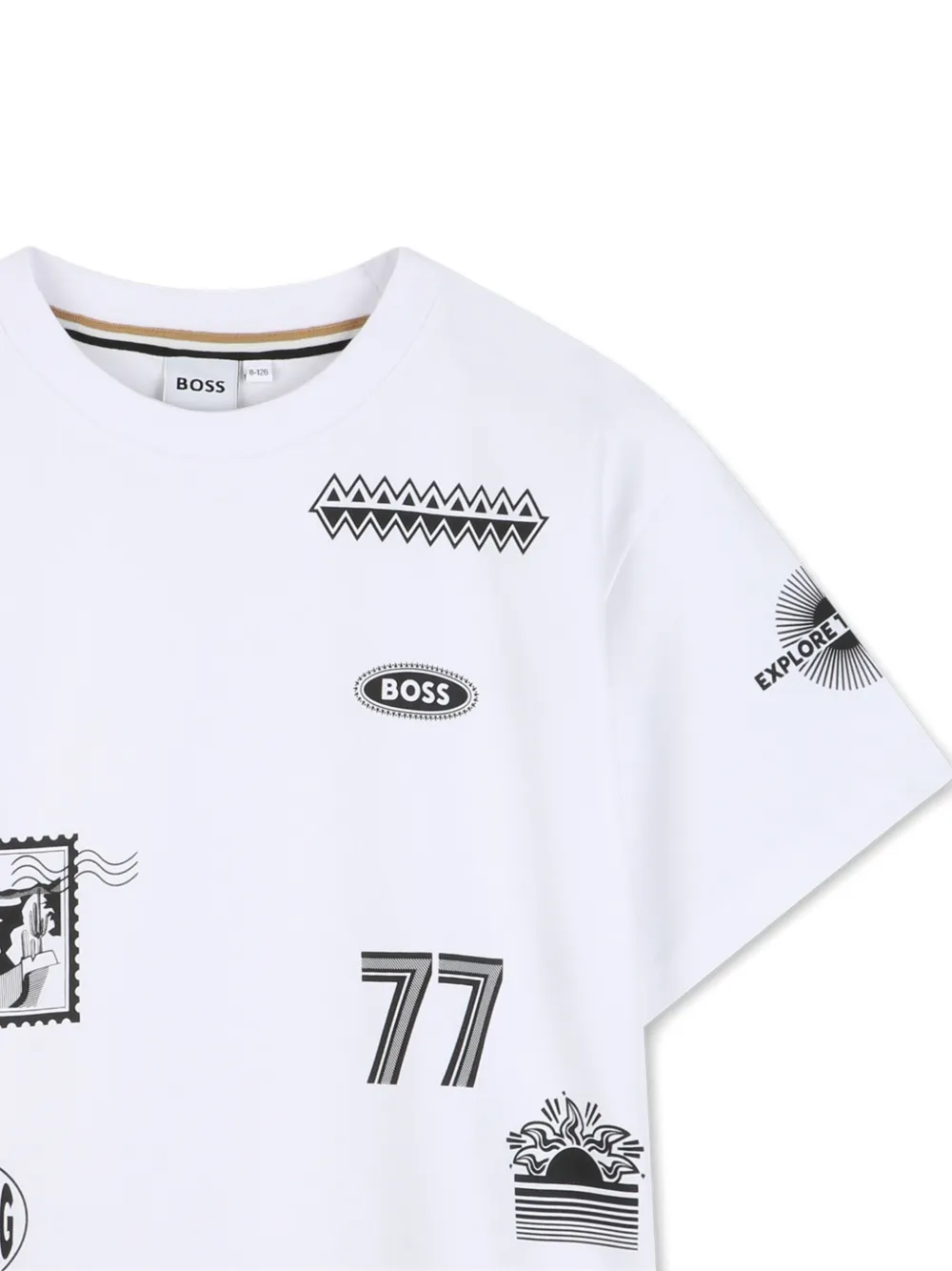 Футболка с графичным принтом Boss Kidswear, белый — фото 3