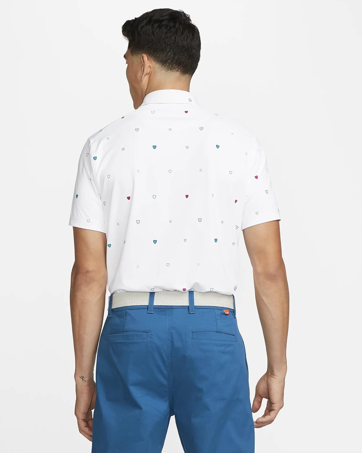 Мужская футболка-поло для гольфа с принтом Nike Dri-FIT Player, White/Brushed Silver — фото 2