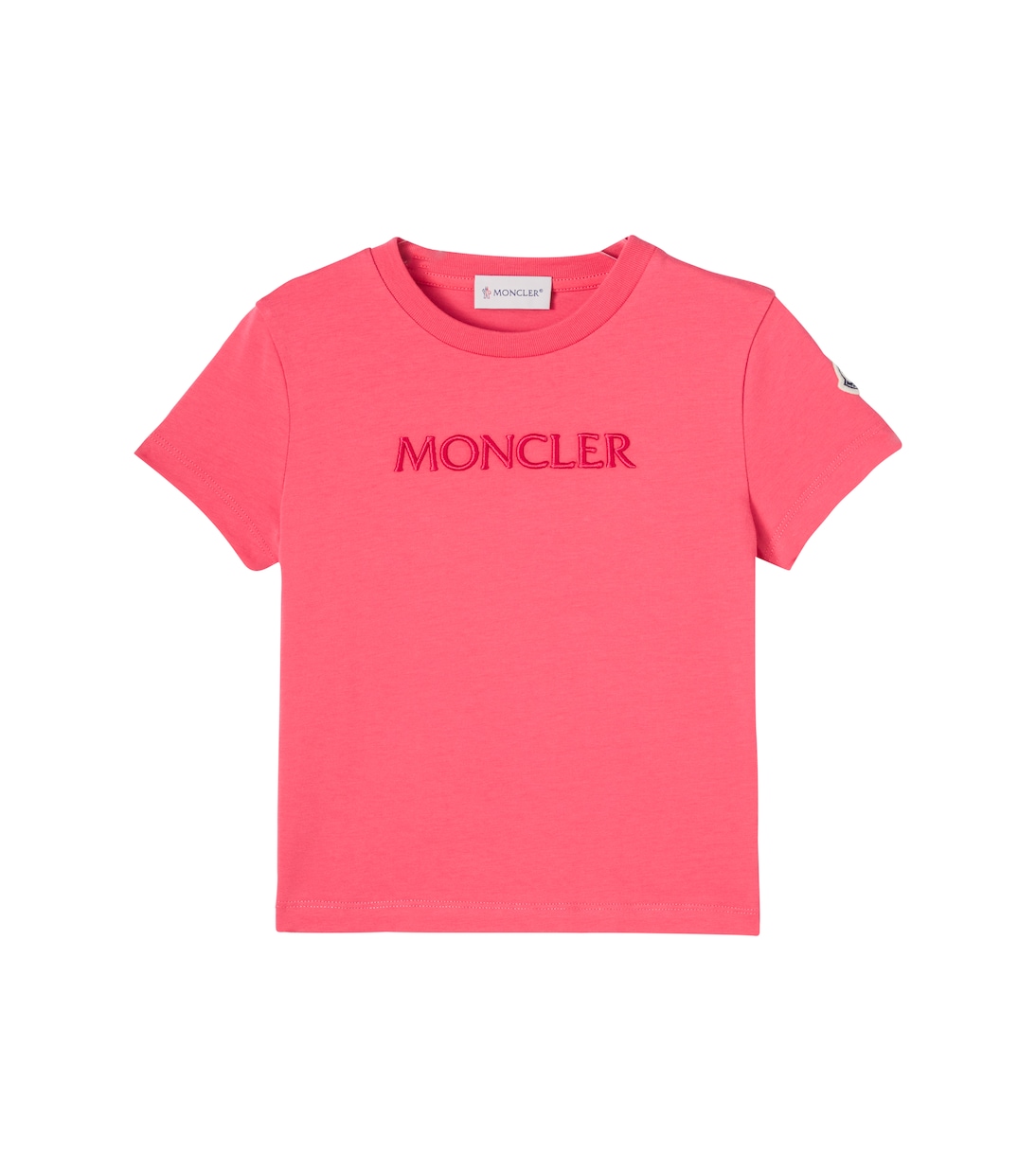 

Футболка из хлопкового джерси с вышитым логотипом Moncler Enfant, Cherry Pink