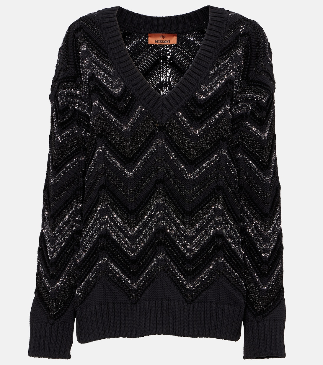

Большой свитер с пайетками зигзаг Missoni, черный
