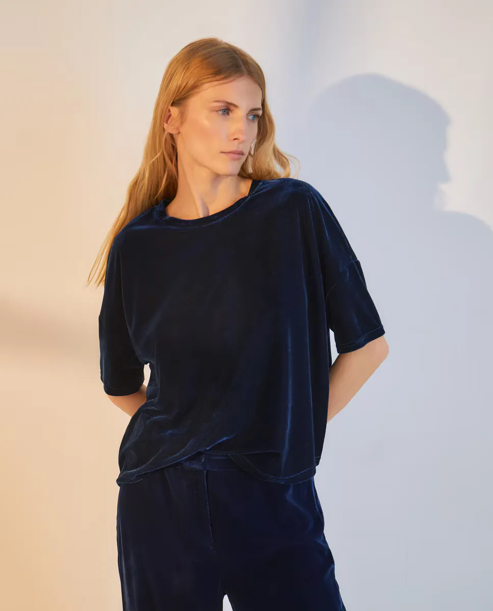 

Женская футболка с короткими рукавами и круглым вырезом Woman El Corte Inglés, цвет 400 Azul