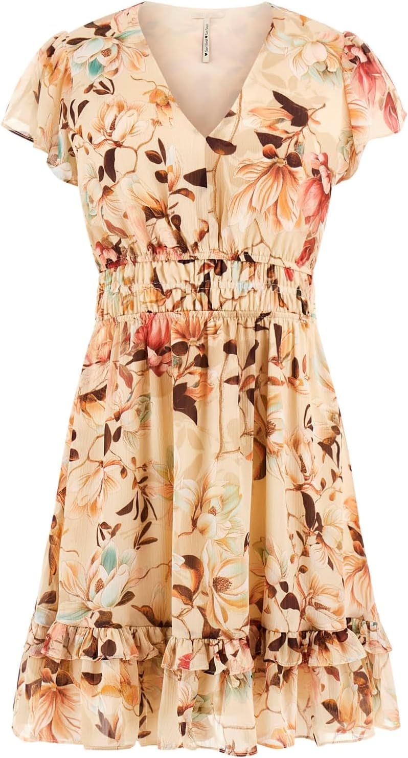 

GUESS Женское платье Eco Short Sleeve Brigida Flare, Natural Magnolia Print