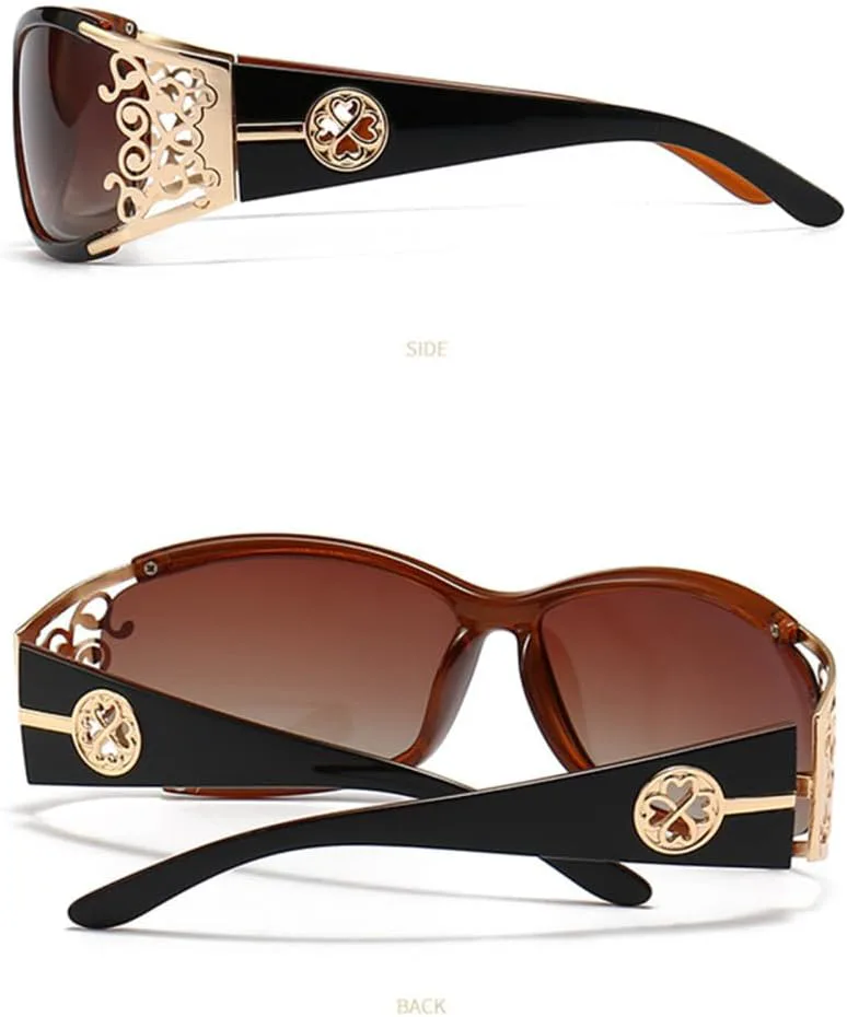 

Женские овальные солнцезащитные очки в стиле ретро с металлическими вставками и широкими дужками, оправа для туристических целей, защита от солнца HDUBFY, 1