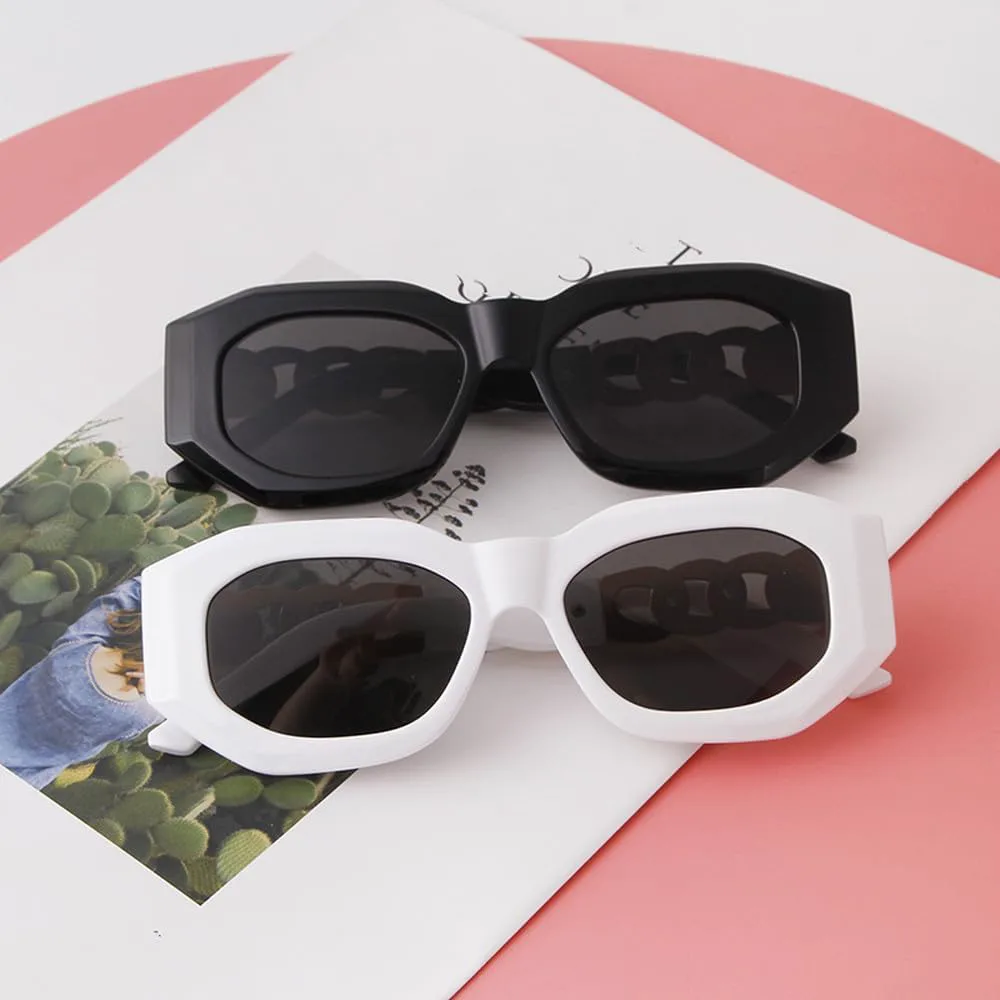 

Модные солнцезащитные очки с цепочкой на дужках, элегантная белая прямоугольная оправа, винтажные солнцезащитные очки с леопардовым принтом для женщин HVTVTLA, C3