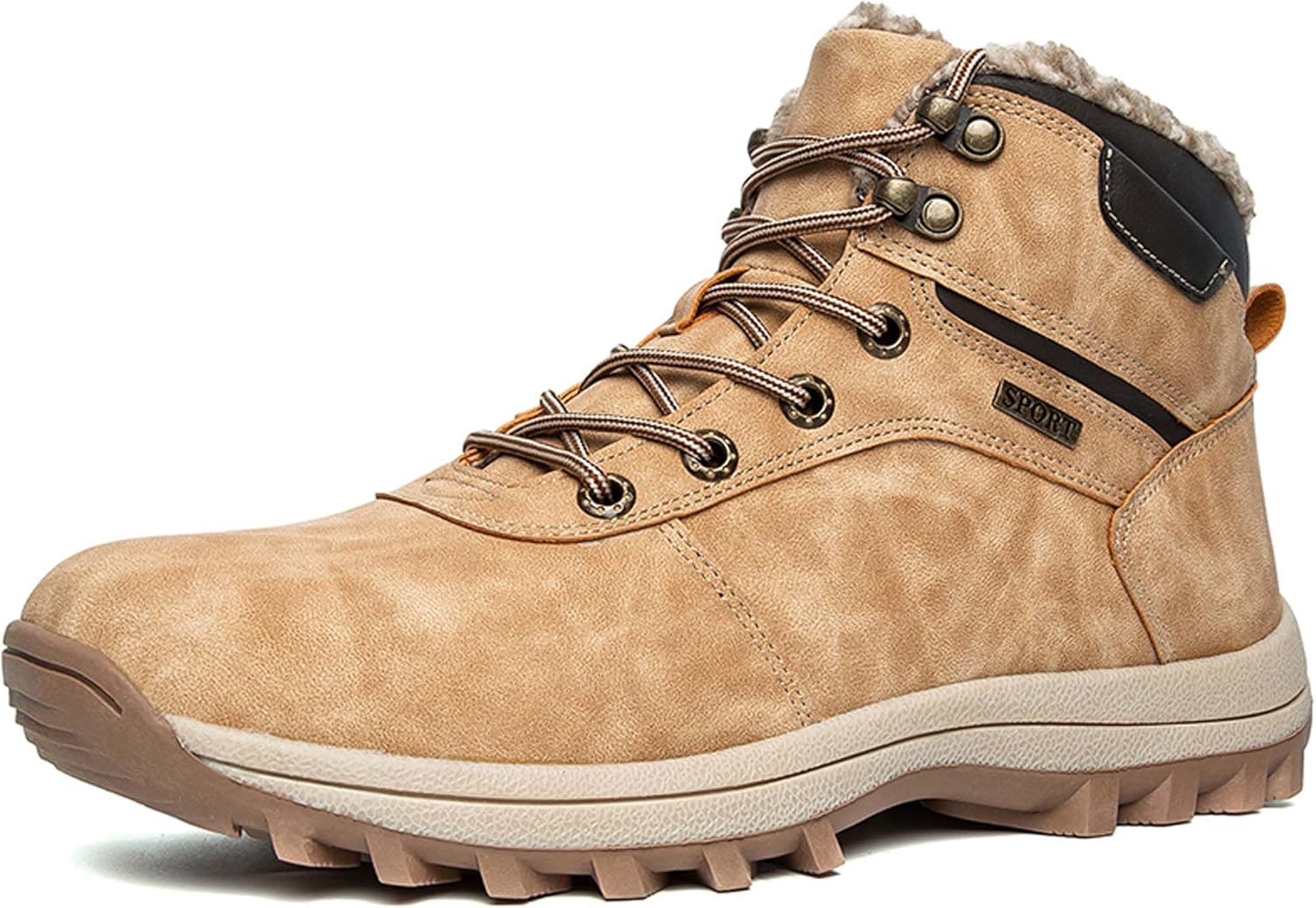 

Ботинки для снега больших размеров для мужчин и женщин, водонепроницаемые зимние с теплой плюшевой подкладкой, ботильоны на щиколотку, для работы на улице, противоскользящие, для скалолазания и походов, снежные кроссовки Generic, хаки