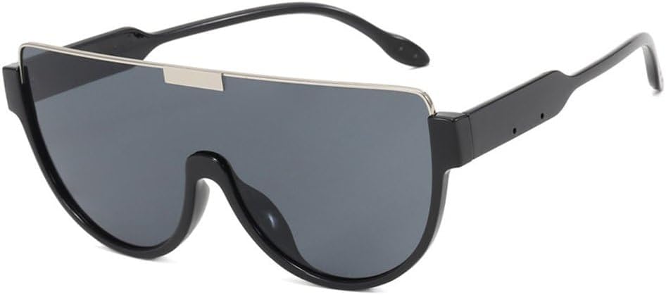 

Модные цельные солнцезащитные очки большого размера для женщин и мужчин, винтажная овальная металлическая оправа, трендовые очки с защитой от УФ-излучения UV400 TKKTLLT, Black Grey