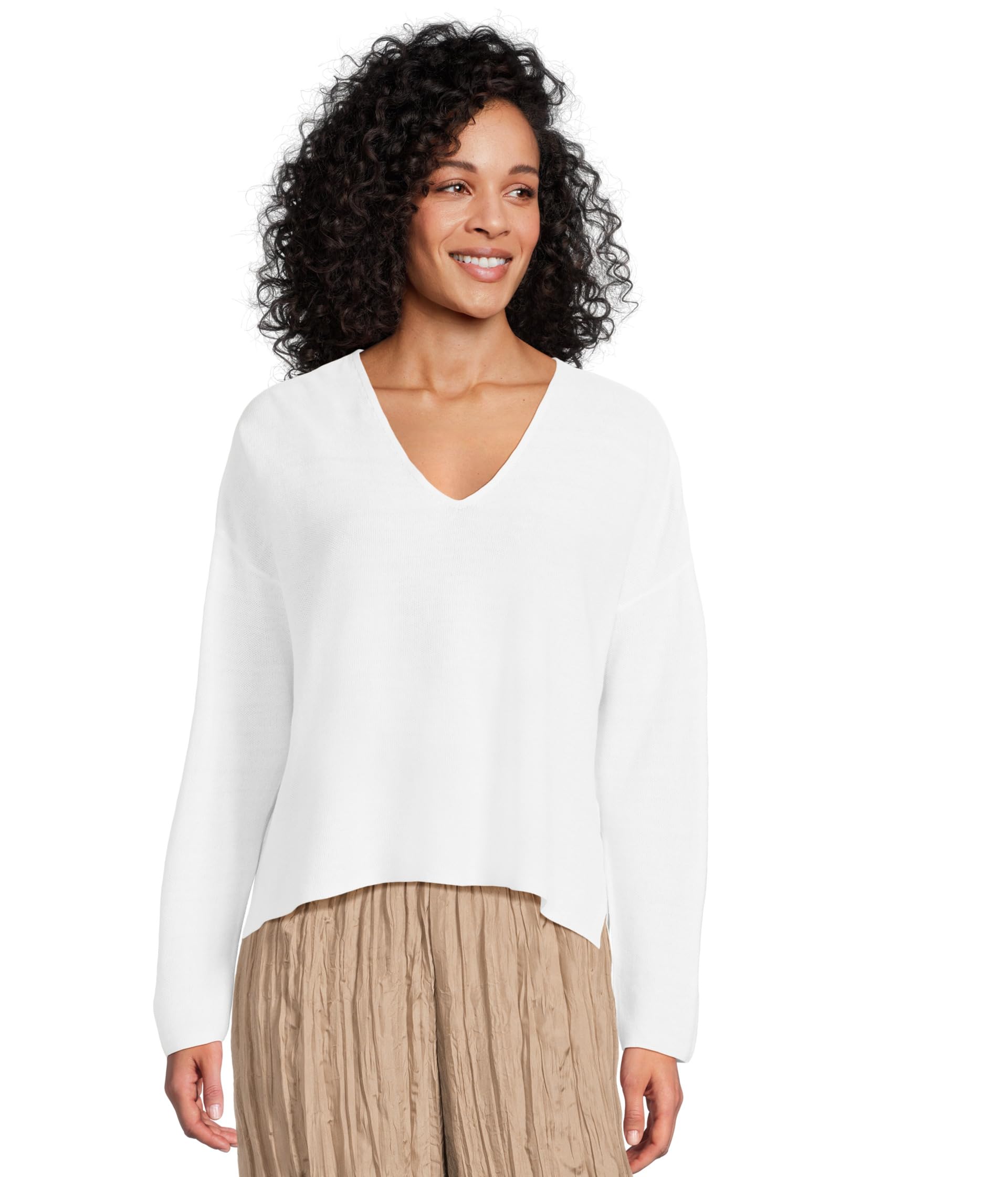 

Свитер Eileen Fisher V-Neck Sweater, White 1See Less