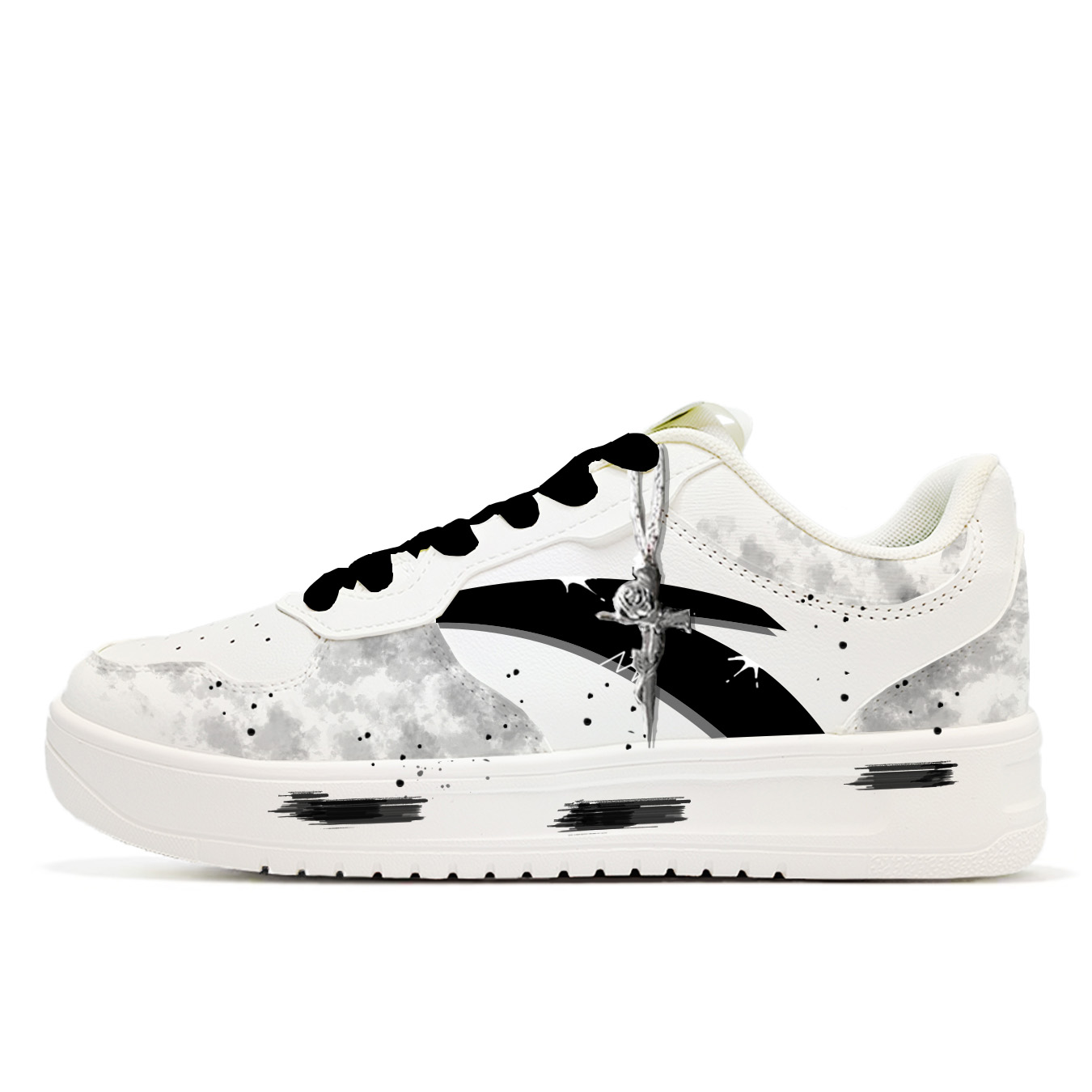 

ANTA Скользоустойчивые амортизирующие износостойкие низкие скейтерские кроссовки мужские черно-белые, цвет Black White