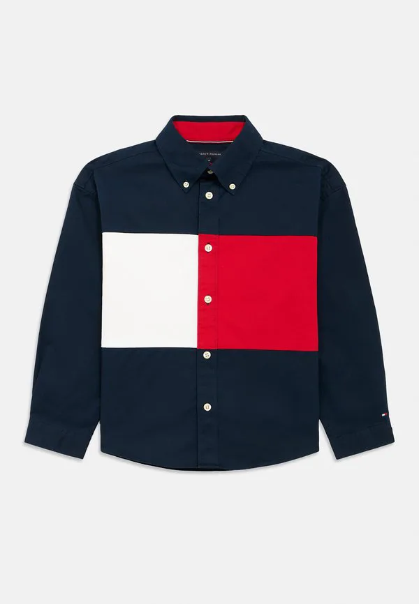 Рубашка heritage стандартного кроя с цветными блоками на спине и флагом. Tommy Hilfiger, Dark Night Navy