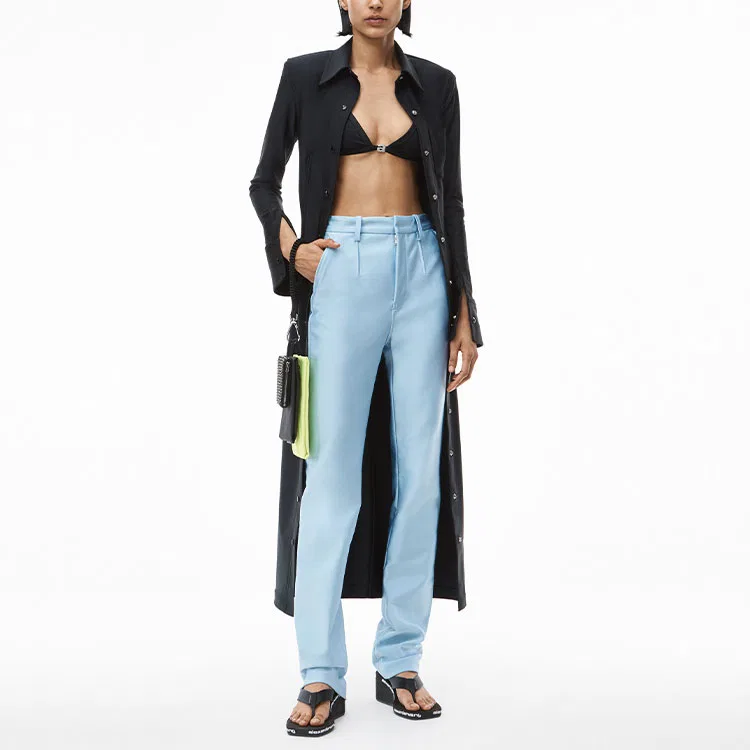 Брюки повседневные женские синие moderate straight fit Alexander Wang, Blue — фото 3