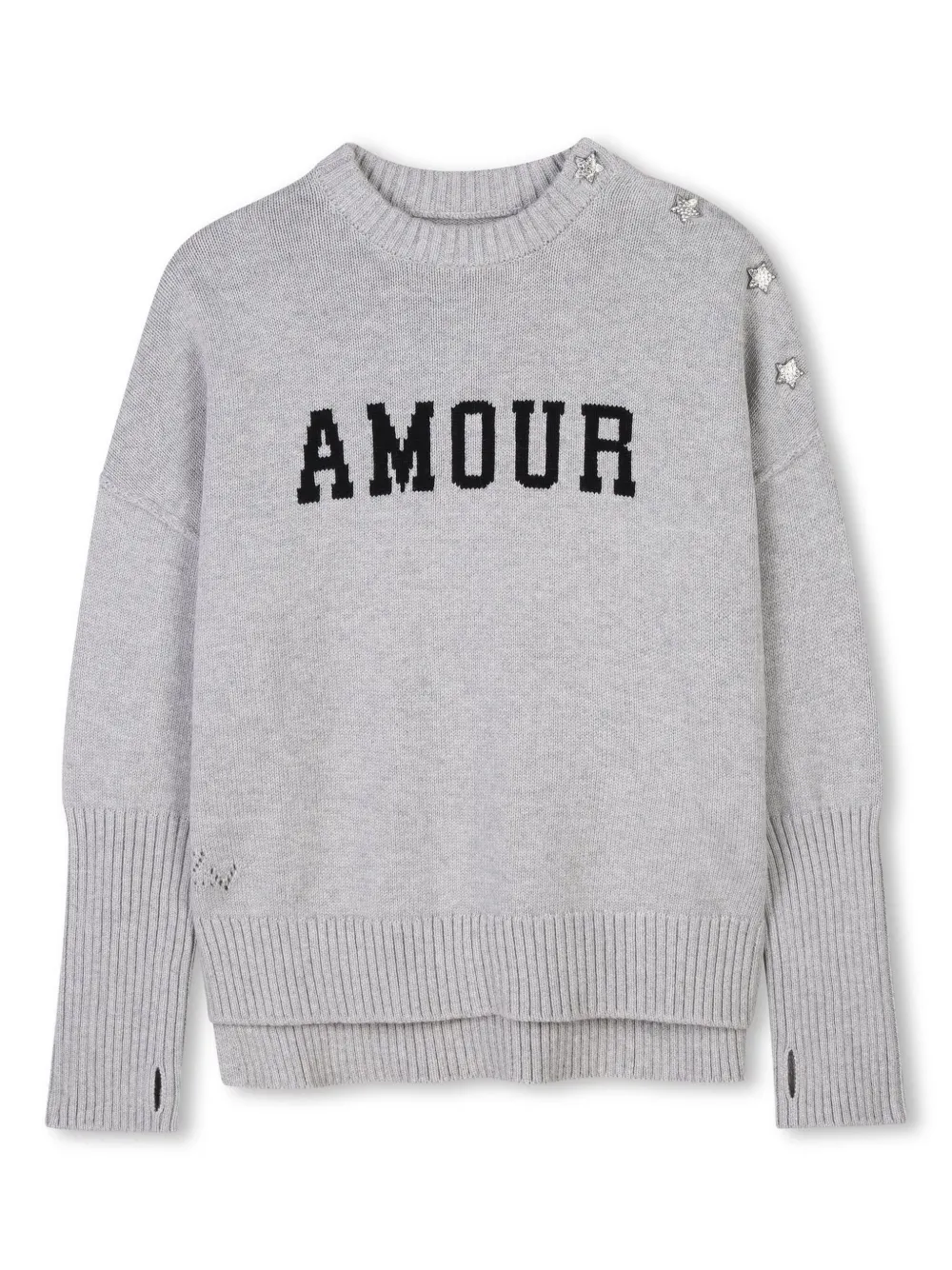 

Жаккардовый свитер с узором Zadig & Voltaire Kids, серый