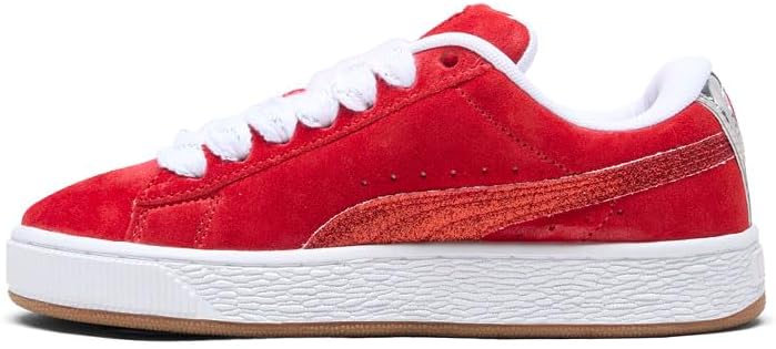 Детские кроссовки Puma Unisex-Child Suede XL (для детей постарше), белый/красный/серебряный — фото 3