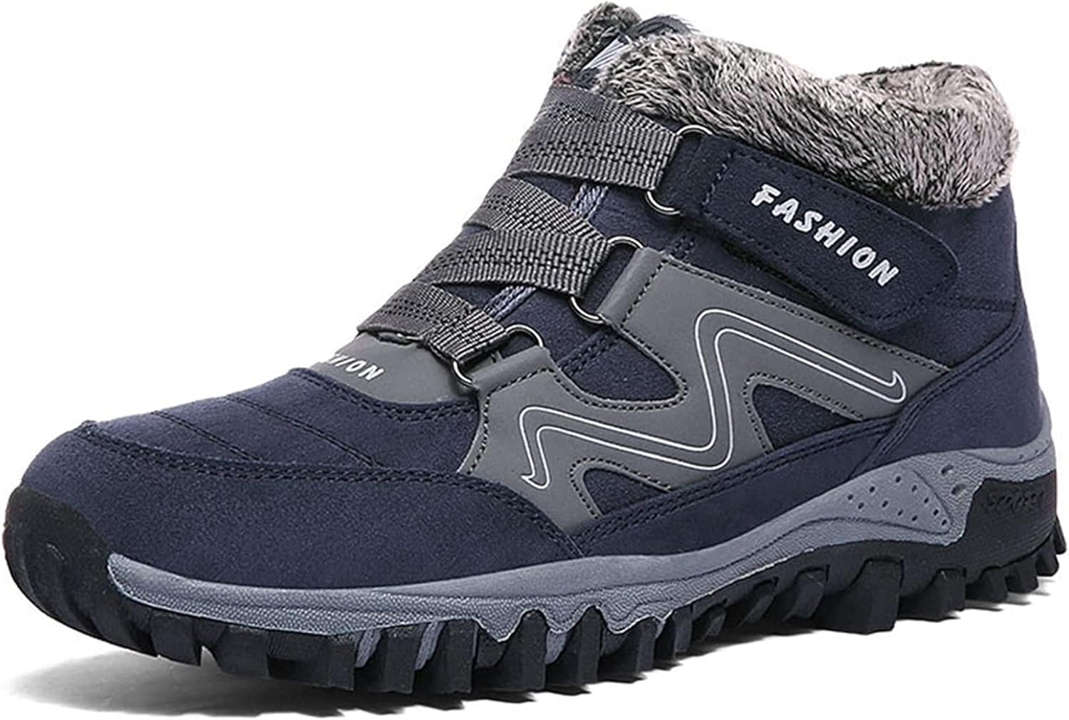 

Зимние снежные ботинки Yiozoi для мужчин, лыжные прогулочные ботинки, с круглым носком, высокие, легкие, износостойкие, теплые с плюшевой подкладкой, ботинки, синий