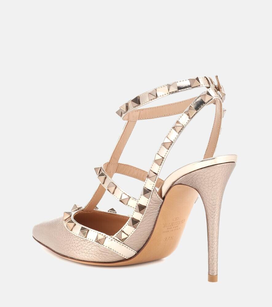 Туфли Rockstud из металлизированной кожи Valentino Garavani, металлик — фото 3
