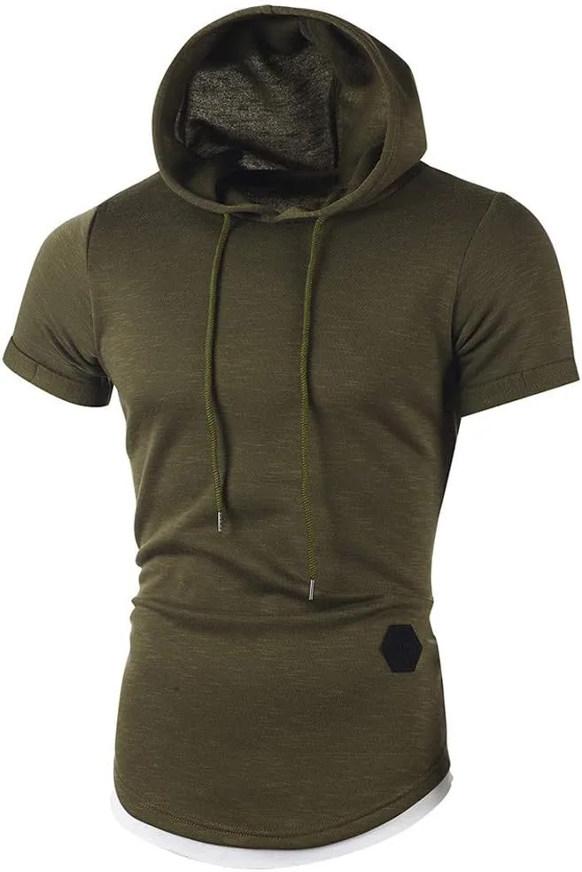 

XUETON Slim Fit худи с коротким рукавом и карманами