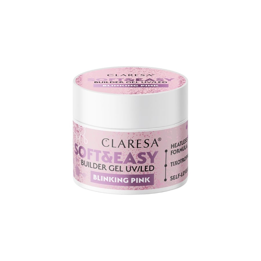 

Гель для наращивания ногтей CLARESA Soft&Easy Builder, мерцающий розовый 12 г